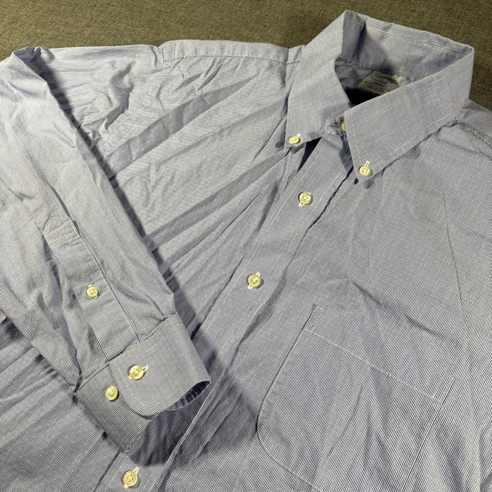 Brooks Brothers Button Down Mens 16.5 34/35 Blue Pinstripe Regent 1818 Shirt